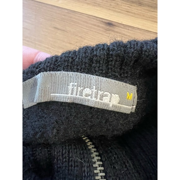 Firetrap Y2K 100% Wool Zip Full Zip Sweater Womens M Distressed Knit Grunge Goth - Picture 4 of 10